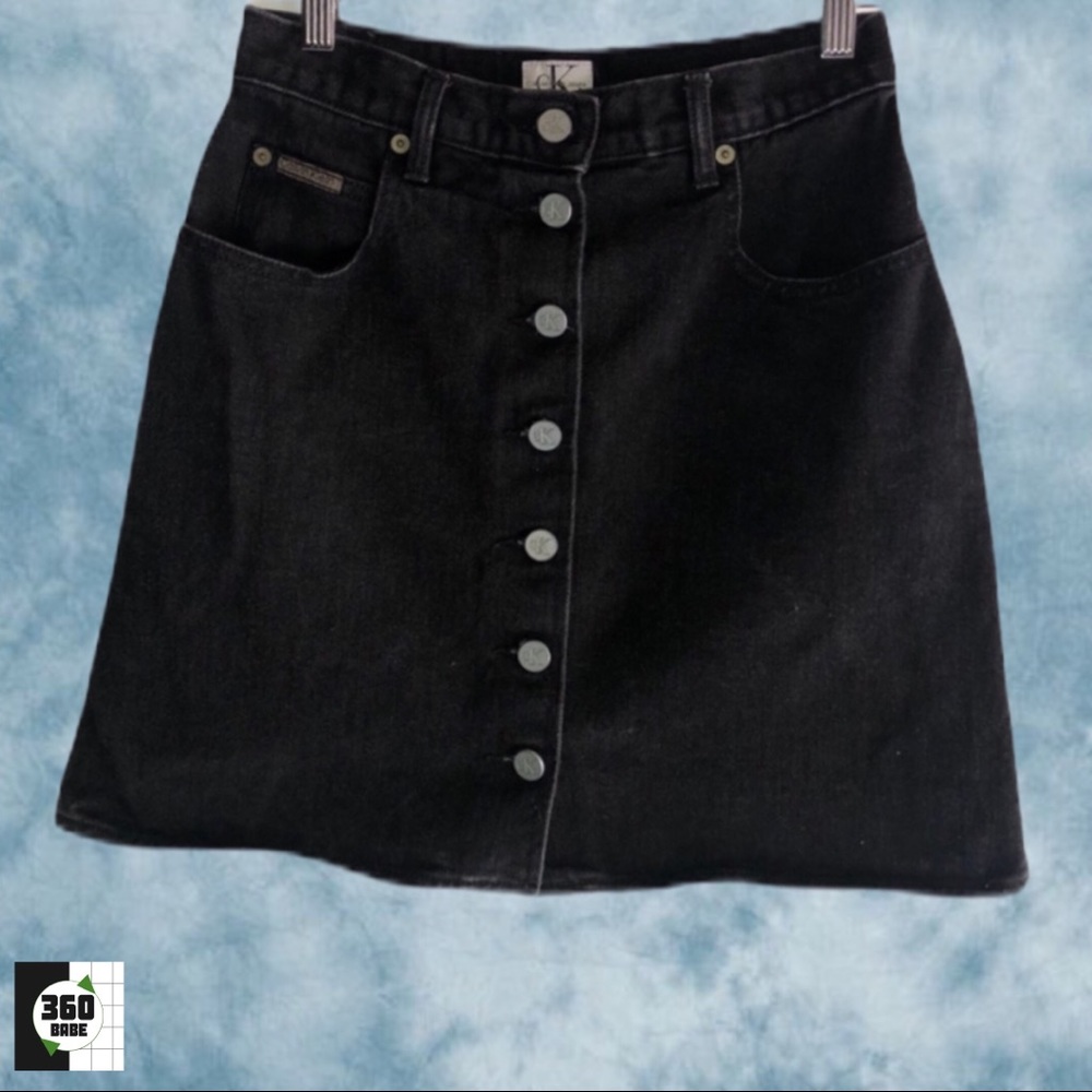 Calvin Klein Button Front Mini High Waisted Skirt